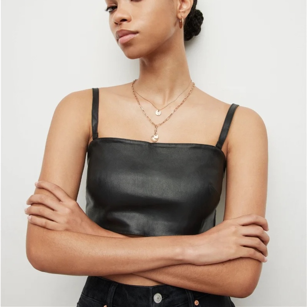 NWT! AllSaints Betsy Genuine Leather Bandeau (8)